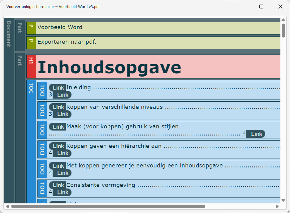 Screenshot van het voorvertoning schermlezer-venster in PAC2021.