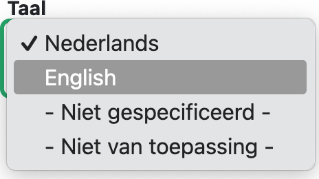 Veld voor de selectie van een taal in een beheerscherm voor het aanmaken of bewerken van een inhoudsitem in Drupal